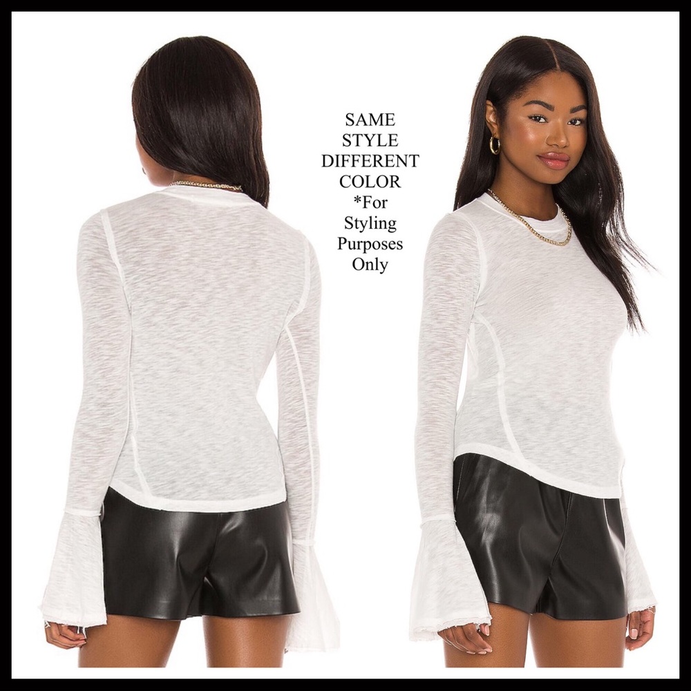 FREE PEOPLE BOHO TOP LONG SLEEVES KNIT PULLOVER LAYERING TEE A2C - Picture 4 of 11
